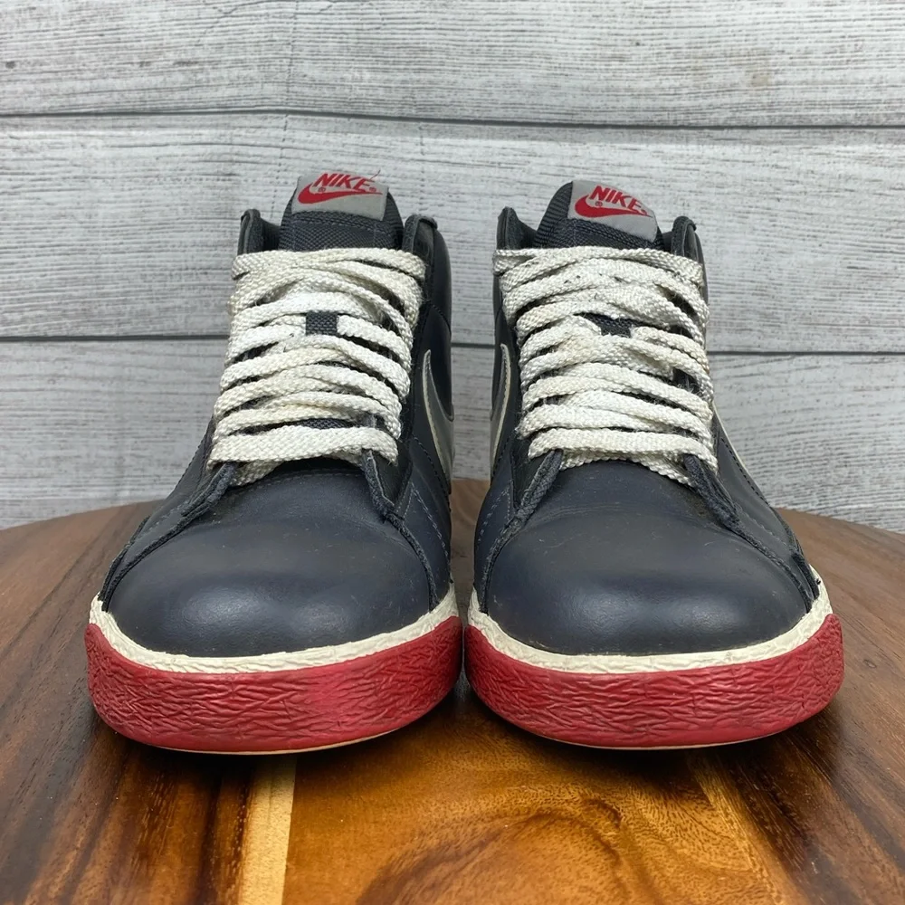 Y2K Nike Blazer High Anthracite Silver Red Sneaker 315877-001 Men Shoe Size 10.5